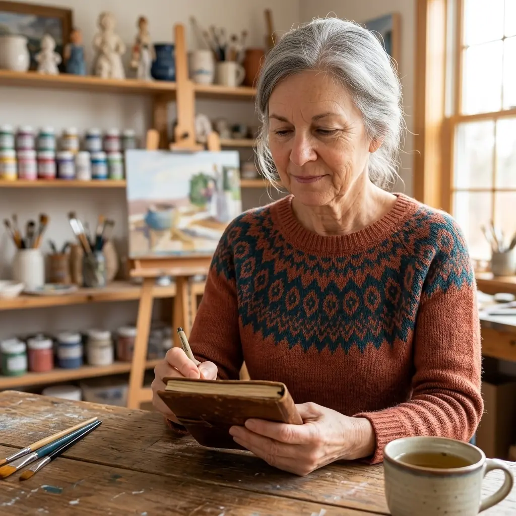Barbara L., a VapoCept customer, enjoying painting as a hobby at home